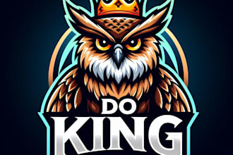 do king owl  style modern mascot logo design