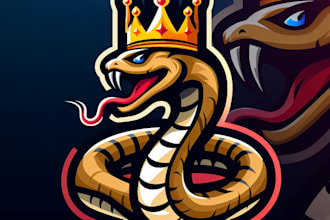 do  crown snake modern mascot logo design