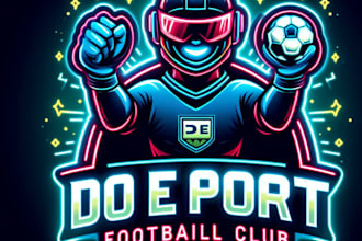 do e sport foot ball club neon mascot logo design