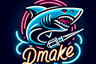 do make neon shark buel logo design