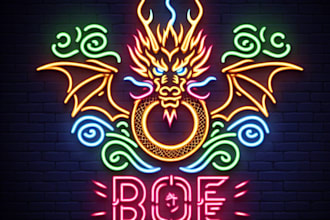 do make neon style dragon juss logo design