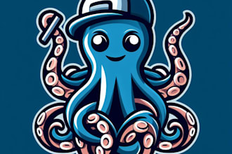 do make wonder full, modern, octopus, mascot logo design