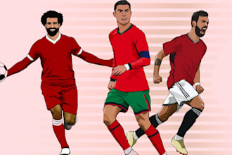 draw realistic vector, detailed sports cartoon illustration