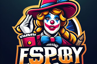 design beautiful lady clown mascot logo with express delivery