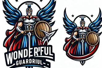 do wonderful, guardian, warrior, angel, mascot logo design