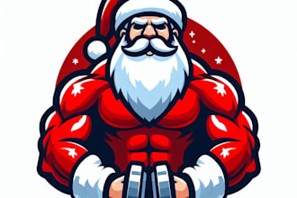 do, santa, claus, strongman, sport, christmas, symbol, mascot logo design