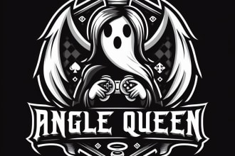 design creative angle queen ghost gaming mascot logo  in 12 hours