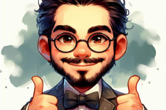 draw caricature logo vector portrait cartoon watercolor