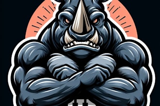 do, rhino, mean, angry, sports, mascot logo