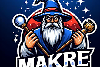do, make, modern, style, wizard, e sport, mascot logo design