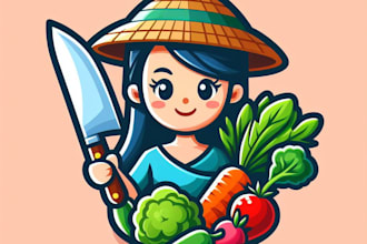 do modern, vegitable, shop, girl, mascot logo design