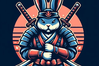 make eye catching rabbit samurai mascot logo within new concepts