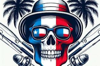 make an amazing panama flag as skulls mascot logo for your business