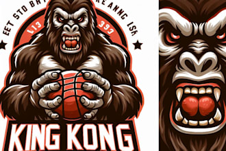 design outstanding king kong gorilla esport  mascot logo with new concept