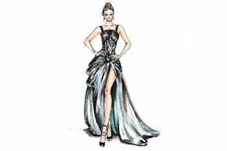 draw a fashion or editorial illustration, sketch, commercial