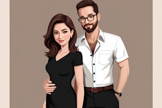 design a professional vector couple portrait