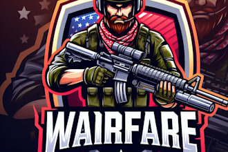 design outstanding warfare esport mascot logo with express delivery