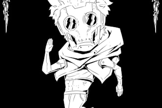 draw black and white sketch and line art illustration