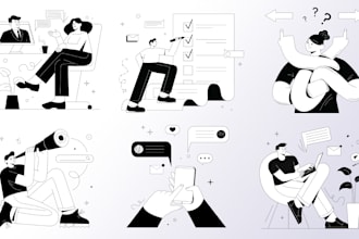draw line art vector illustration for website or storyboard