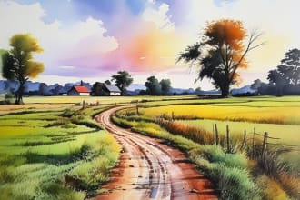 paint landscape watercolor painting