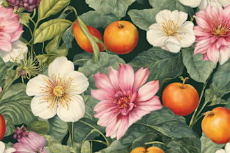 draw botanical illustrations of flowers, plants, fruits