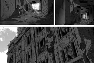 draw action genre comic pages with my dark art style