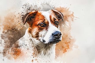 draw watercolor portrait of your pet dog, cat, horse etc