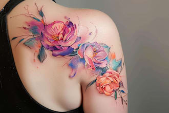 draw a custom watercolor tattoo sleeve