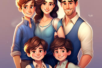 draw disney family portrait illustration
