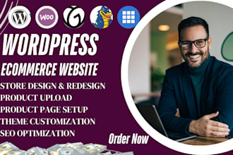 create wordpress ecommerce website, woocommerce website, webshop with elementor