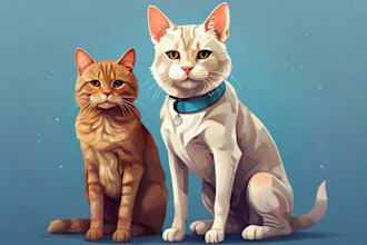 draw dog cat pet portrait vector illustration