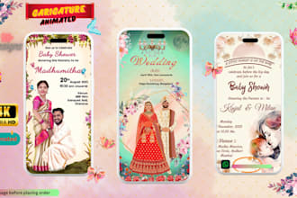 design your realistic caricature or invite for indian wedding in your attire