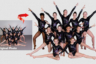 do edit group photos, sports and dancer team cutouts professionally in photoshop