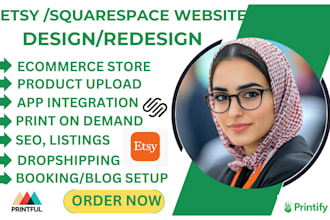 design redesign modern squarespace website development setup etsy pod booking