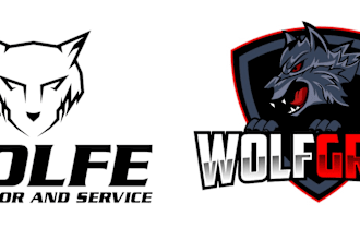 do modern wolf,mosque,camera logo design with copyrights