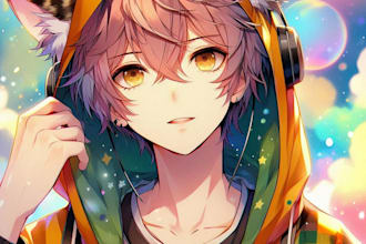 make a beautiful anime or manga style character art