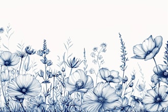 draw line art illustration botanical and flower beautifully