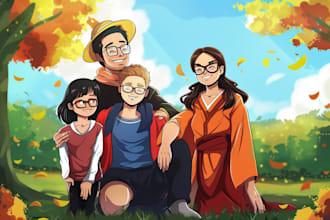 do family portraits in cartoon or anime style