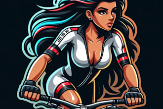 do modern style bike racing girls mascot logo design