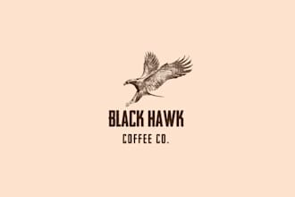 design unique coffee shop logo featuring hawk