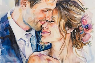 make beautiful couple portrait or wedding invitation