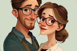 draw cartoon disney couple, family portrait