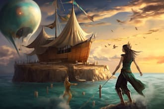 do environment concept art, fantasy landscape illustration