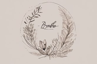 design boho hand drawn botanical feminine logo
