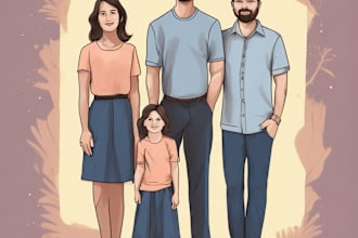 draw a vector art family portrait