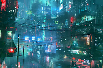 make a futuristic cyberpunk city based on your idea