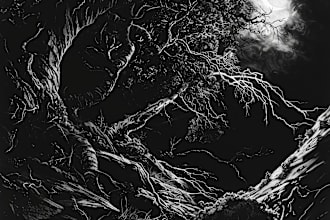 make dark illustration with engraving approach