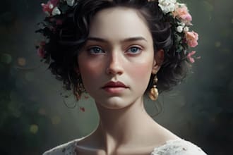draw printable, realistic digital oil painting portrait