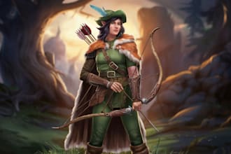 draw d and d character illustration or concept art
