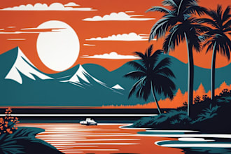 create minimalistic digital illustration in linocut style
